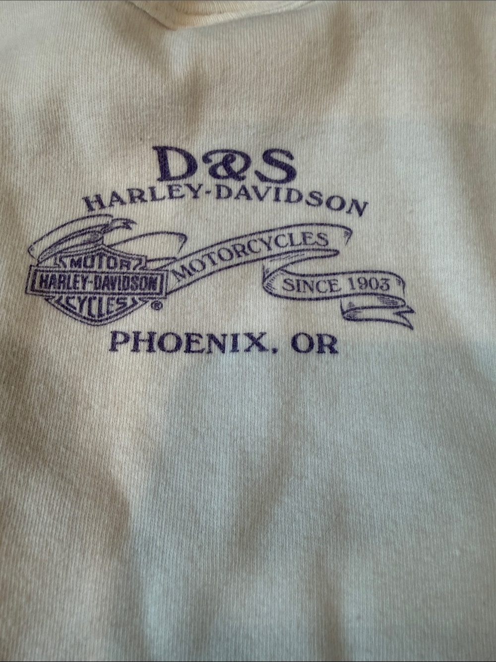 Y2K Harley-Davidson White 3/4 Sleeve Top with Purple Flame Graphics - Picture 4 of 5